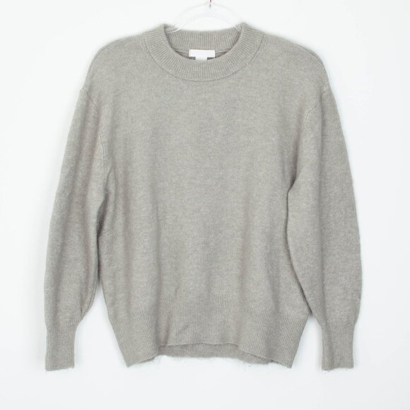 H&M Womens Wool Blend Crewneck Sweater Size M Gray Balloon Sleeve Minimalist - Picture 1 of 8